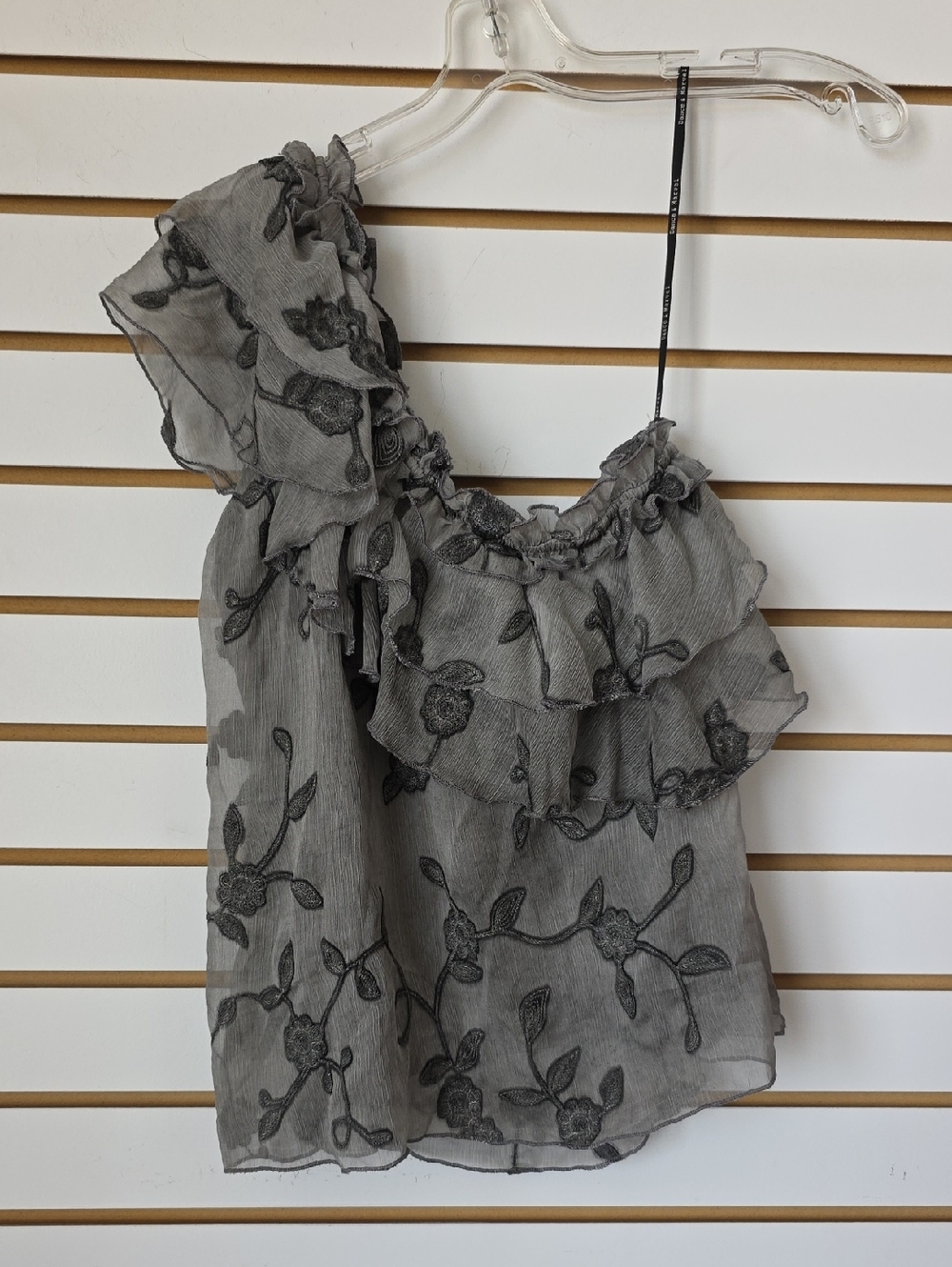 One-Shoulder Ruffled Floral Blouse Small - Picture 2 of 5
